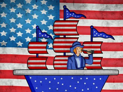 Illustration of elements of Columbus Day Background 스톡 일러스트