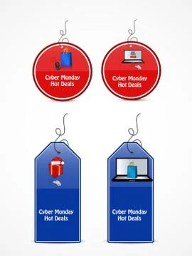 Illustration of elements of Cyber Monday background Illustrazione stock