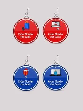 Illustration of elements of Cyber Monday background Illustrazione stock