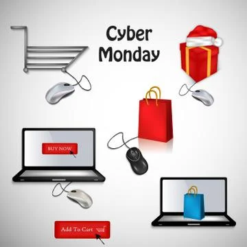 Illustration of elements of Cyber Monday background Stock Illustration