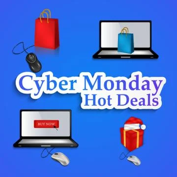 Illustration of elements of Cyber Monday background 库存插图