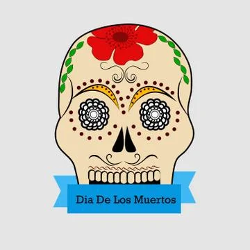 Illustration of elements of Dia De los Mexican Holiday Muertos background Stock Illustration