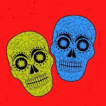 Illustration of elements of Dia De los Mexican Holiday Muertos background Stock Illustration