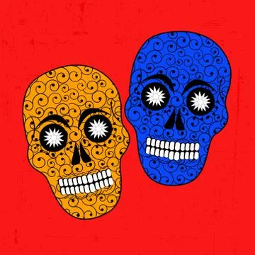 Illustration of elements of Dia De los Mexican Holiday Muertos background Illustrazione stock