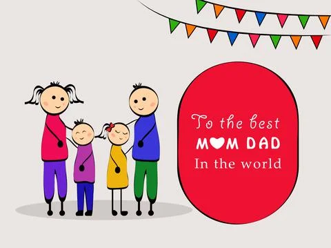 Illustration of elements of Parents Day background Illustrazione stock