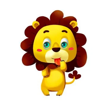 Illustration: Elements Set: Lion. Realistic Cartoon Life Style. 스톡 일러스트