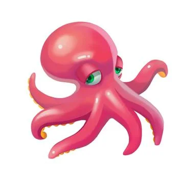 Illustration: Elements Set: Octopus. Realistic Cartoon Life Style. Illustrazione stock