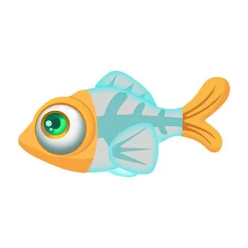 Illustration: Elements Set: X-Ray Fish. Fantastic Realistic Cartoon Life Style Stock Illustration