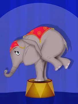 Illustration of elephant performs at the circus Stock Illustration