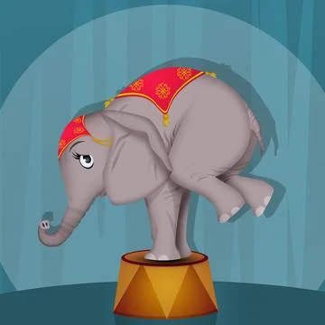 Illustration of elephant performs at the circus Stock Illustration