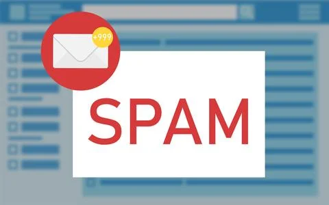 Illustration of email app interface with spam warning message Stock Illustration