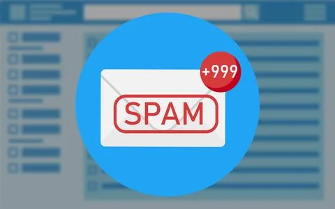 Illustration of email app interface with spam warning message 스톡 일러스트
