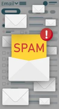 Illustration of email app interface with spam warning message Stock Illustration