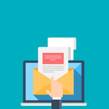 Illustration of email on a blue background. Vector illustration. Stock Illustration