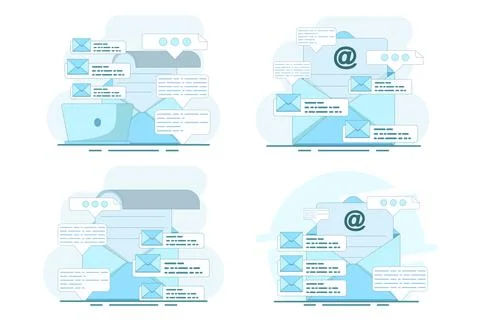 Illustration of email communication featuring message sending and receiving Stock Illustration