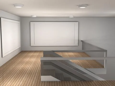 Illustration of a empty gallery with 2 frames Stock Illustration