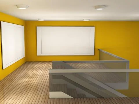 Illustration of a empty gallery with 2 frames Stock Illustration