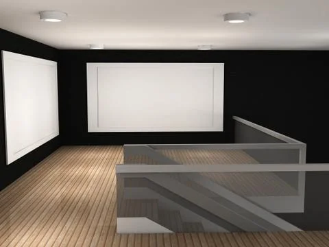 Illustration of a empty gallery with 2 frames Stock Illustration