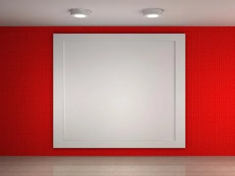 A illustration of a empty gallery with a big frame Stock Illustration