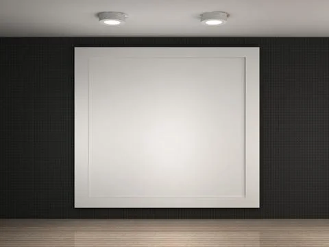 A illustration of a empty gallery with a big frame Stock Illustration