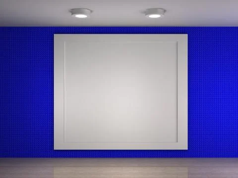 A illustration of a empty gallery with a big frame Stock Illustration