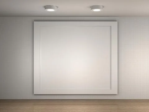 A illustration of a empty gallery with a big frame Stock Illustration