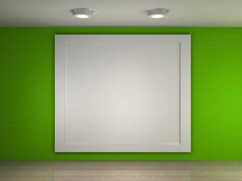 A illustration of a empty gallery with a big frame Stock Illustration
