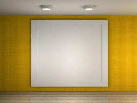 A illustration of a empty gallery with a big frame Stock Illustration