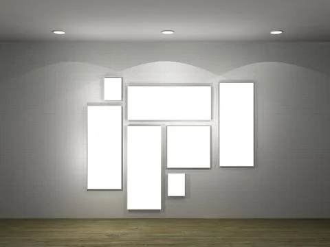 Illustration of a empty gallery with frames Stock Illustration