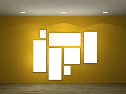 Illustration of a empty gallery with frames Stock Illustration