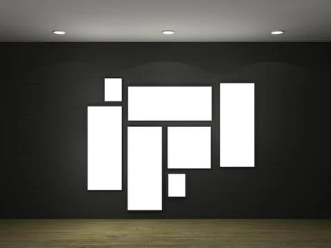 Illustration of a empty gallery with frames Stock Illustration