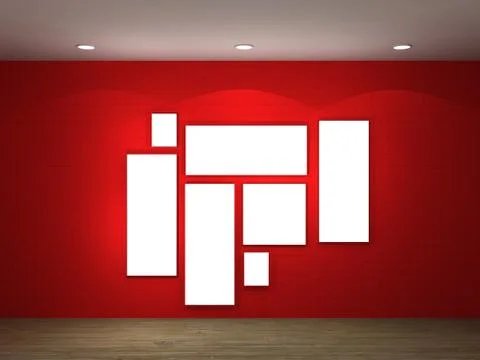 Illustration of a empty gallery with frames Stock Illustration