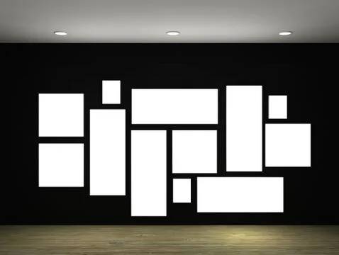 Illustration of a empty gallery with frames Stock Illustration