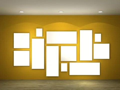 Illustration of a empty gallery with frames Stock Illustration