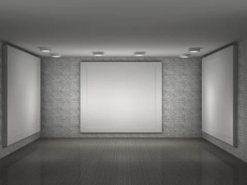 Illustration of a empty gallery with frames Stock Illustration