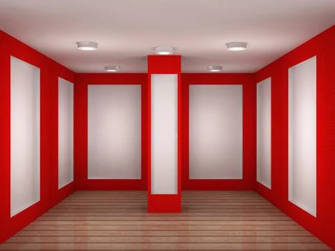 Illustration of a empty gallery room with frames Stock Illustration