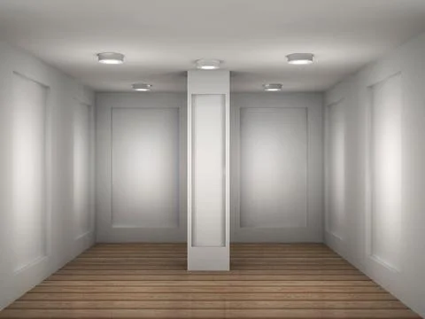 Illustration of a empty gallery room with frames Stock Illustration