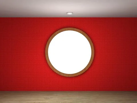 Illustration of a empty gallery with a round frame Stock Illustration