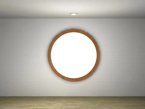 Illustration of a empty gallery with a round frame Stock Illustration