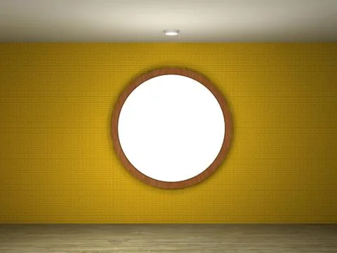 Illustration of a empty gallery with a round frame Stock Illustration