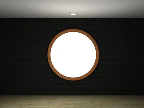 Illustration of a empty gallery with a round frame Stock Illustration