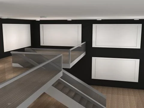 Illustration of a empty museum with 4 frames Stock Illustration