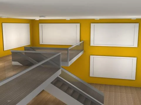Illustration of a empty museum with 4 frames Stock Illustration