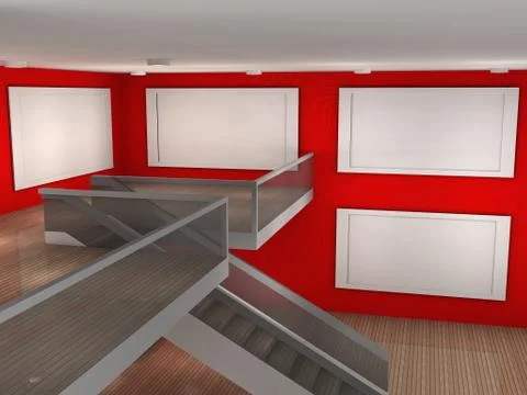 Illustration of a empty museum with 4 frames Stock Illustration