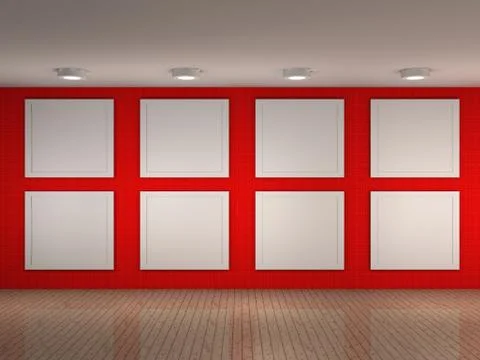 Illustration of a empty museum with 8 frames Stock Illustration