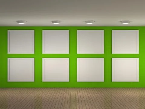 Illustration of a empty museum with 8 frames Stock Illustration