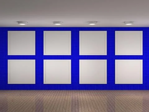 Illustration of a empty museum with 8 frames Stock Illustration