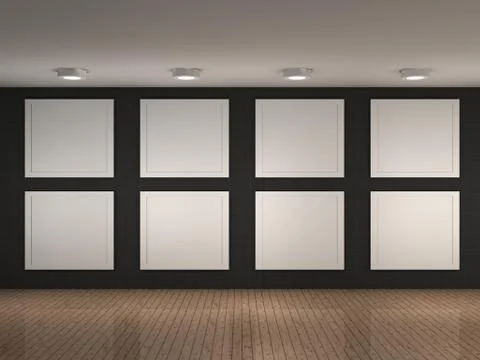 Illustration of a empty museum with 8 frames Stock Illustration