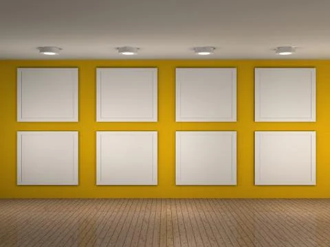Illustration of a empty museum with 8 frames Stock Illustration