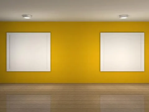 Illustration of a empty museum with frames Stock Illustration